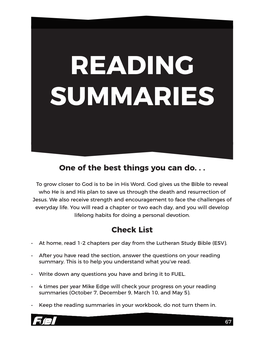 Reading Summaries