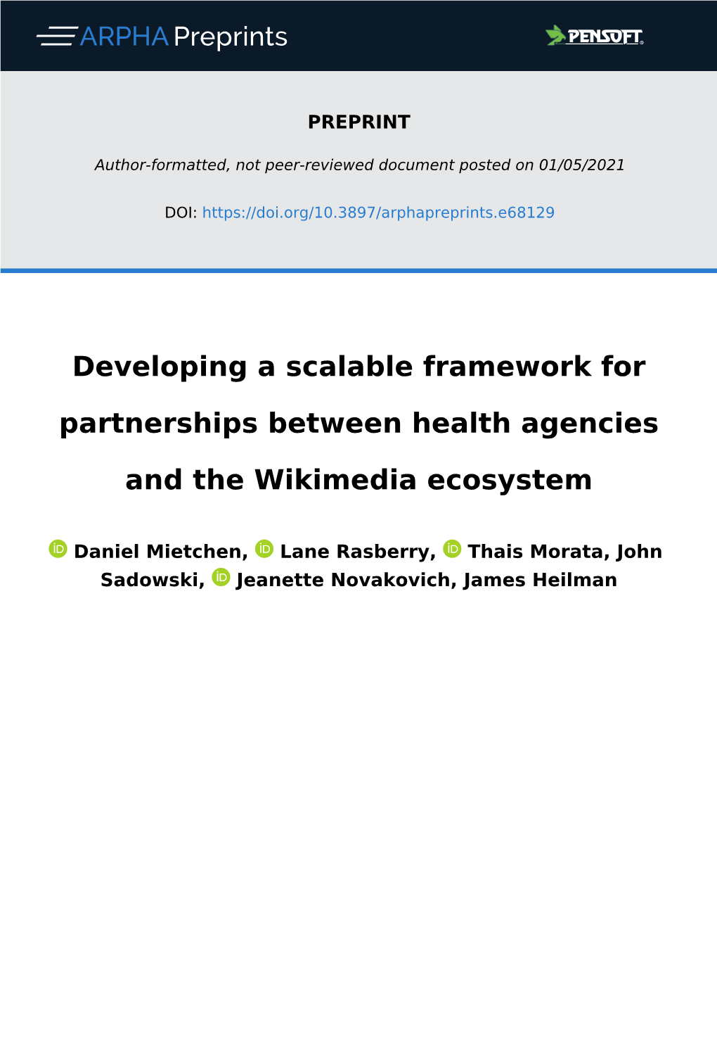 Developing a Scalable Framework for Partnerships Between Health Agencies