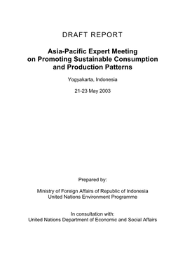 DRAFT REPORT Asia-Pacific Expert Meeting on Promoting Sustainable