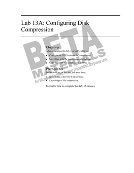 Lab 13A: Configuring Disk Compression