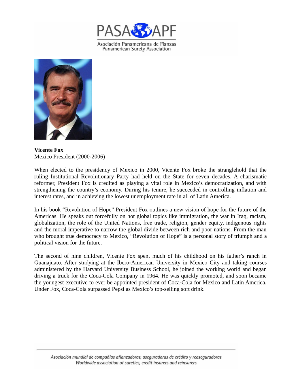 Vicente Fox Mexico President (2000-2006)