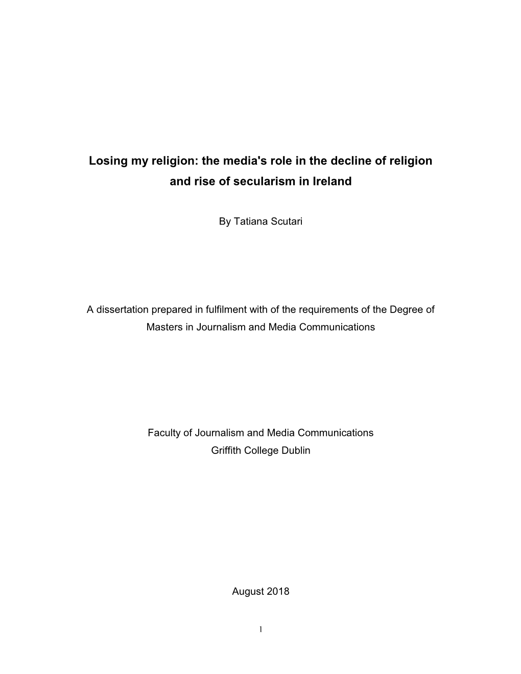 The Media's Role in the Decline of Religion and Rise of Secularism in Ireland