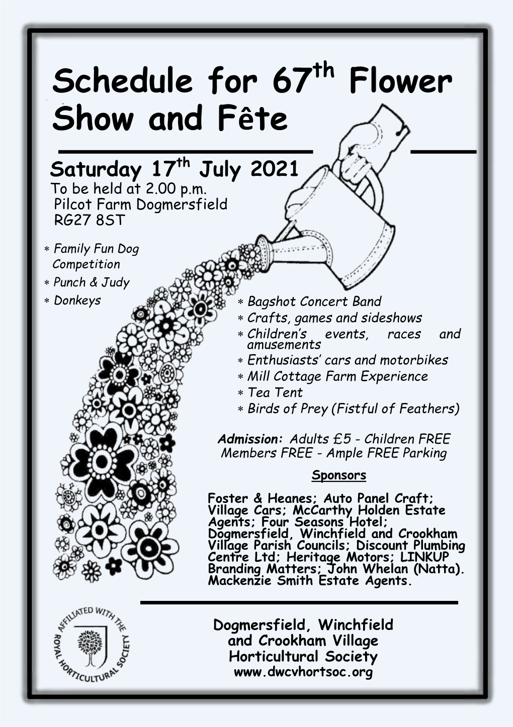 Schedule for 67Th Flower Show and Fête