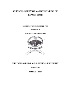 Clinical Study of Varicose Veins of Lower Limb