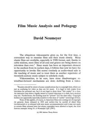 Film Music Analysis and Pedagogy David Neumeyer
