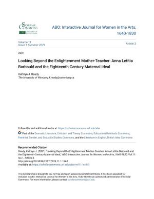 Looking Beyond the Enlightenment Mother-Teacher: Anna Letitia Barbauld and the Eighteenth-Century Maternal Ideal