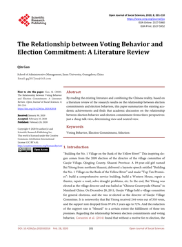 The Relationship Between Voting Behavior and Election Commitment: a Literature Review