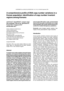 Identification of Copy Number Invariant Regions Among Koreans