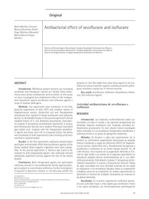 Antibacterial Effect of Sevoflurane and Isoflurane Ángel Martínez-Monsalve3 María Dolores Crespo- Sánchez1