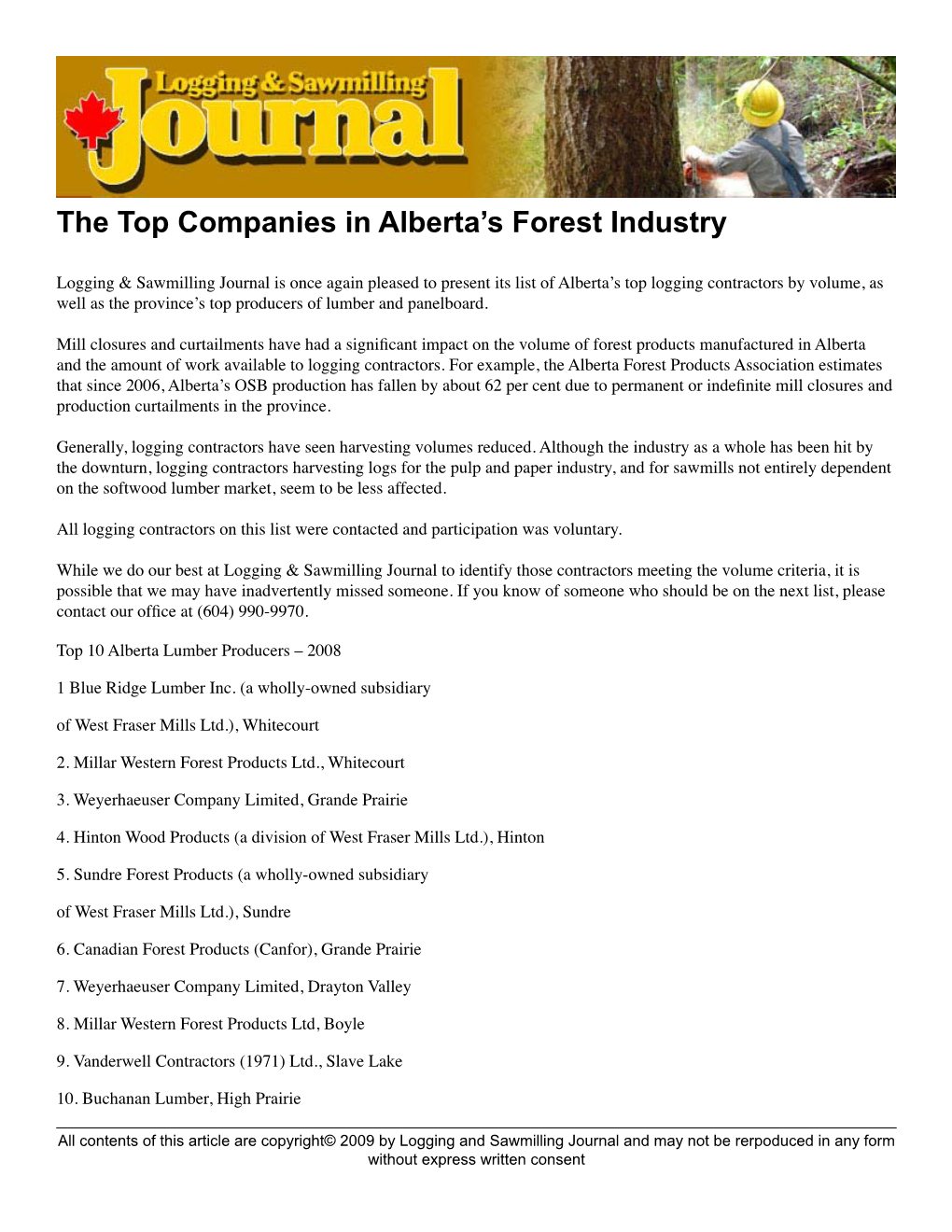 The Top Companies in Alberta's Forest Industry