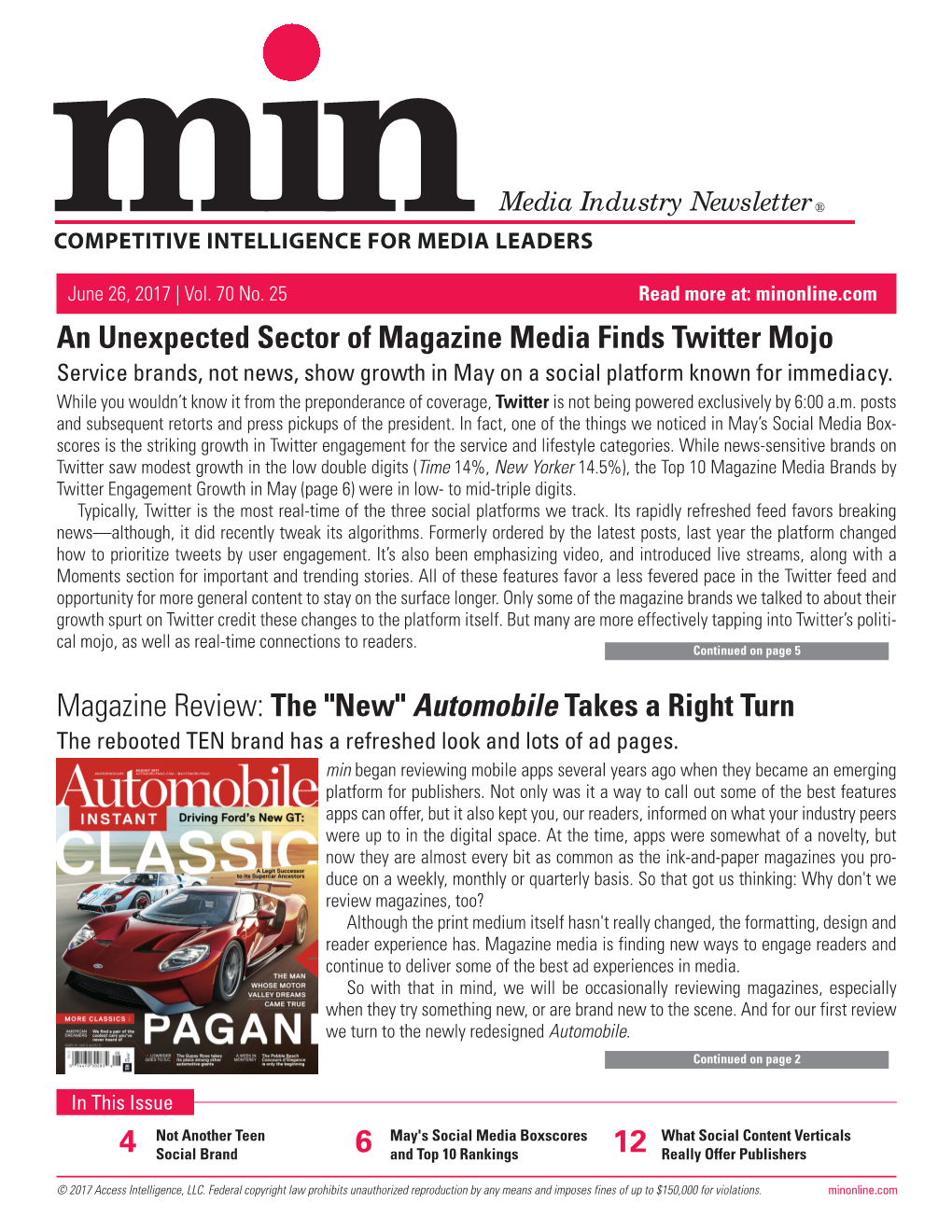 Automobile Takes a Right Turn the Rebooted TEN Brand Has a Refreshed Look and Lots of Ad Pages
