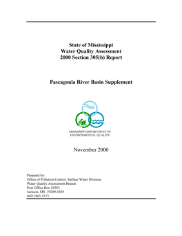 Mississippi 2000 Pascagoula River Basin Section 305(B) Water Quality