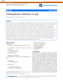 Chlamydiaceae Infections in Pig Katelijn Schautteet* and Daisy Vanrompay