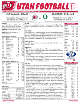 Utah Utes | 11-1, 8-1 Pac-12 #13/13 OREGON | 10-2, 8-1 Pac-12