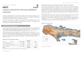 Lessons Learned for Hurricane Matthew Response