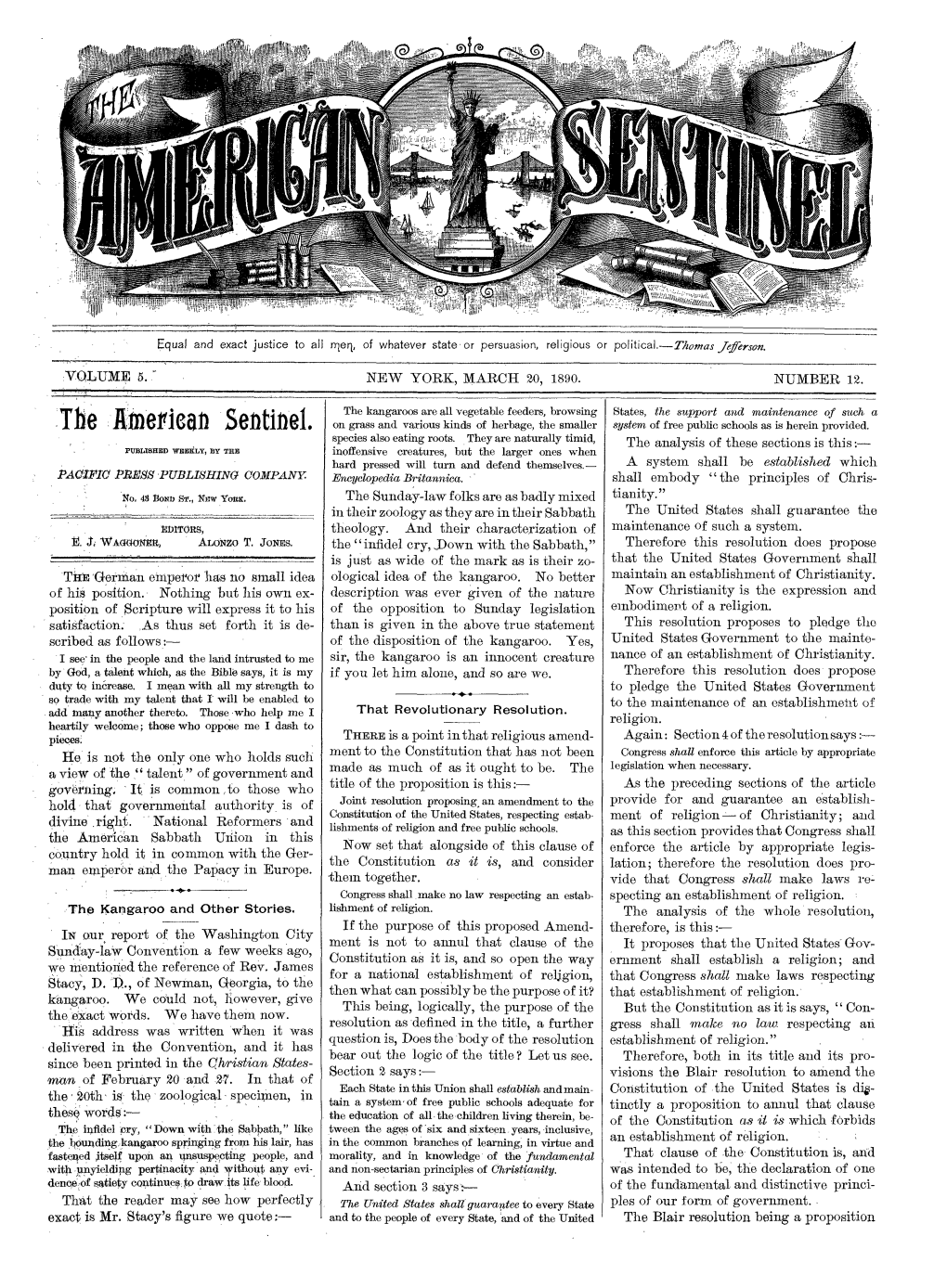 American Sentinel for 1890