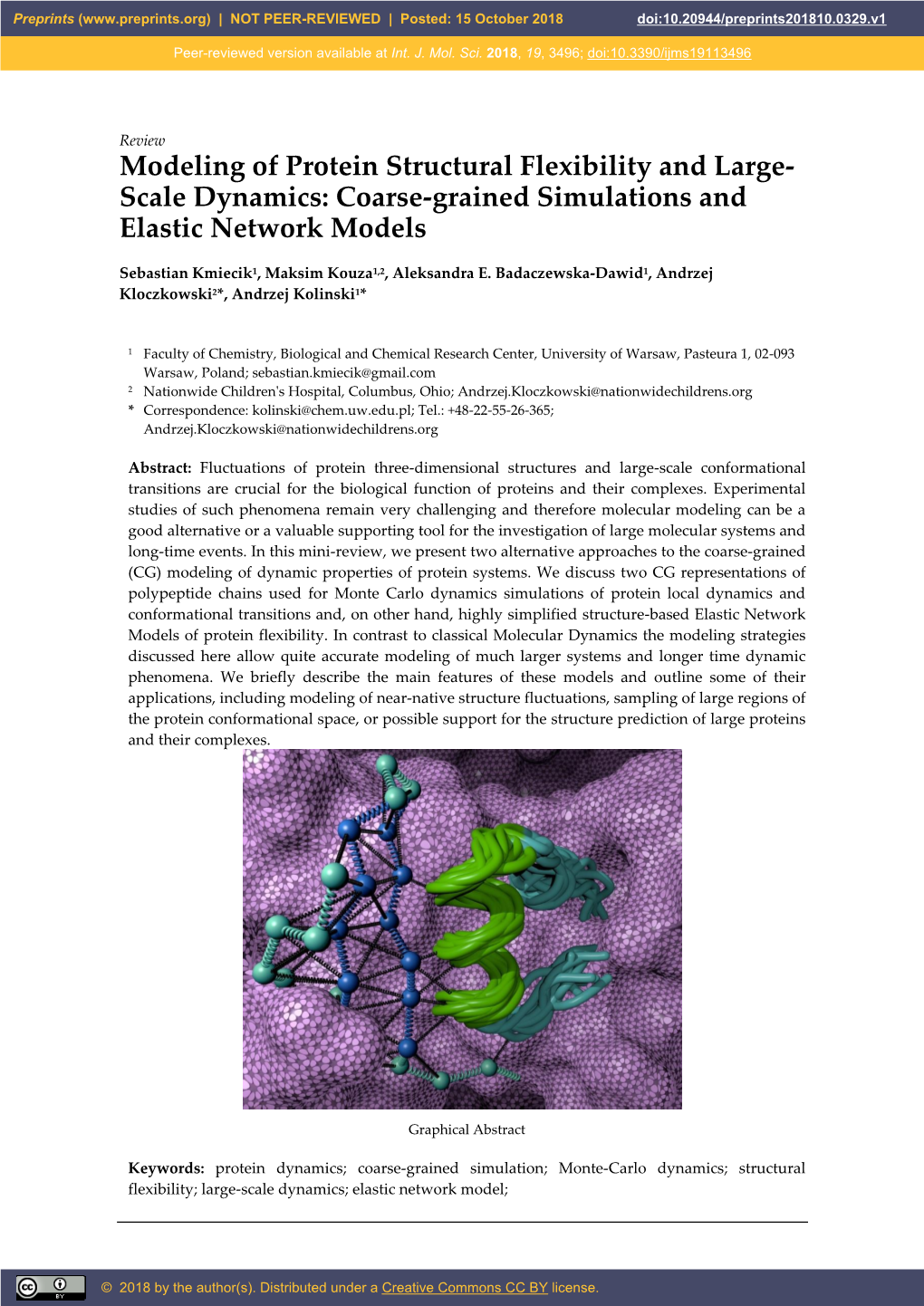 Coarse-Grained Simulations and Elastic Network Models