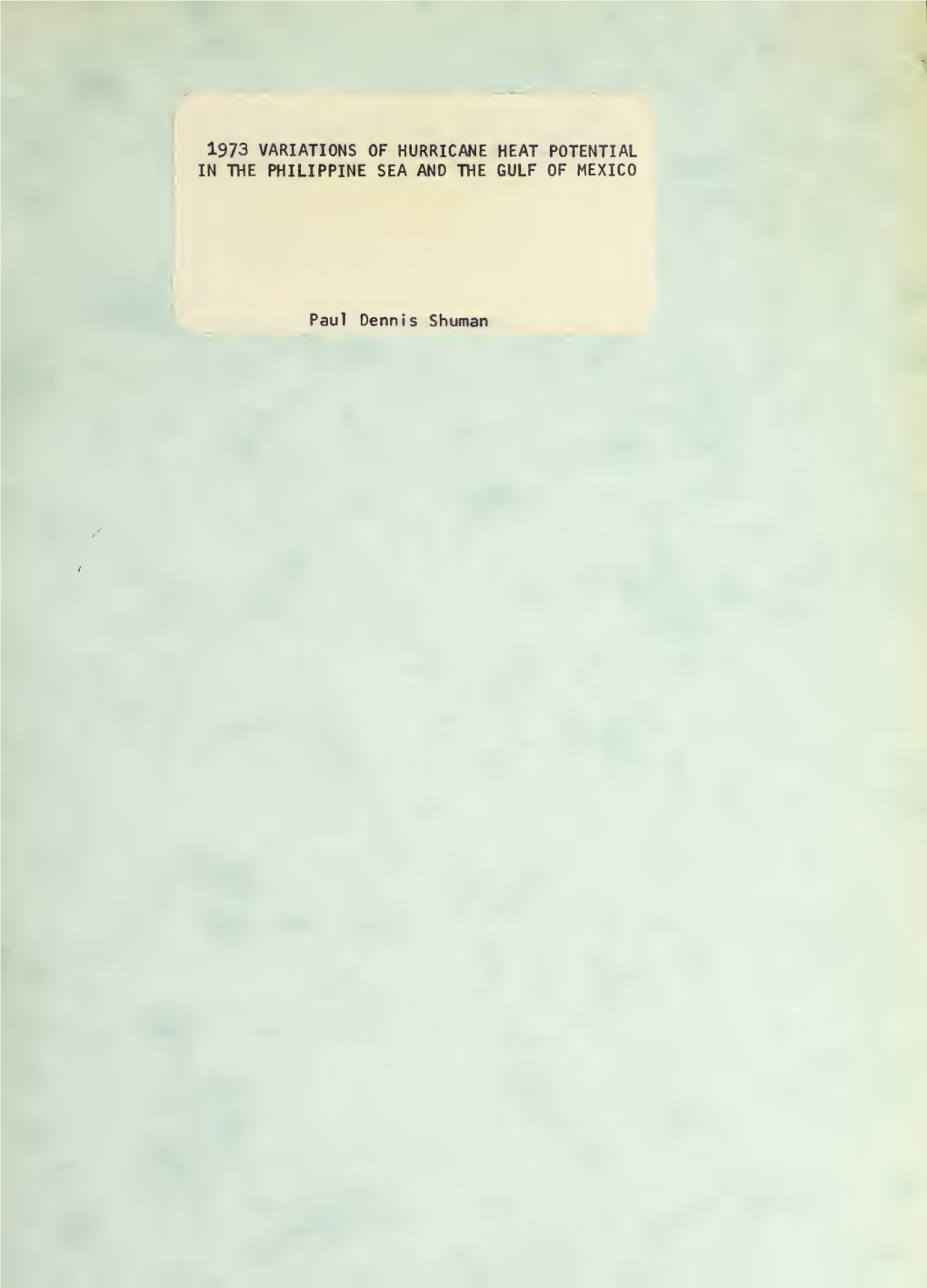 1973 Variations of Hurricane Heat Potential in the Philippine Sea and the Gulf of Mexico