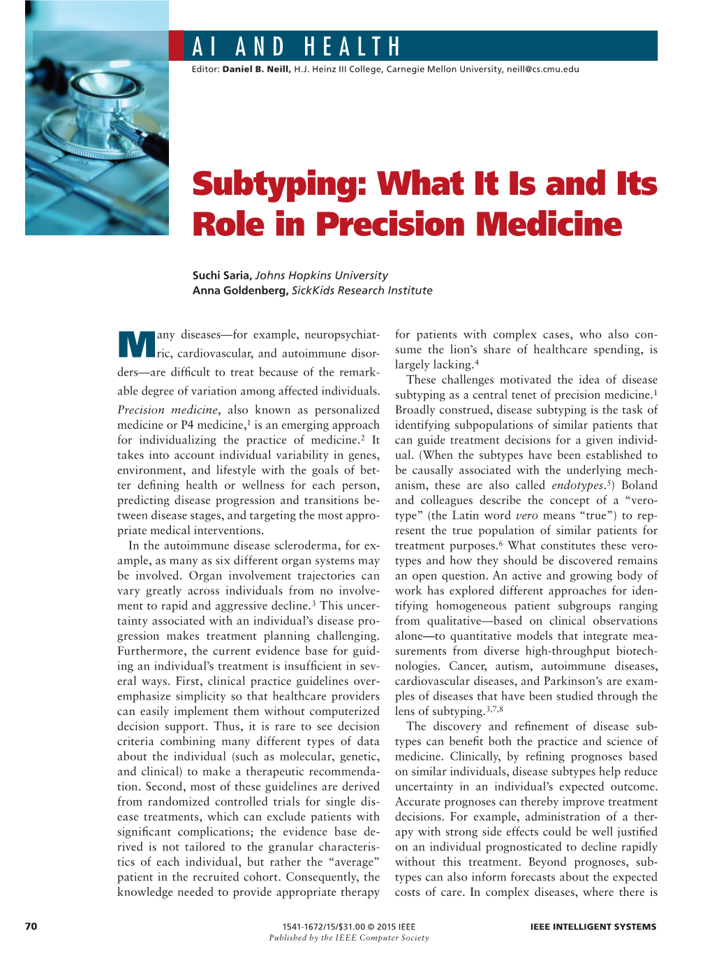 Subtyping: What It Is and Its Role in Precision Medicine