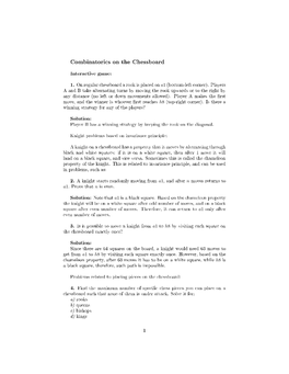 Combinatorics on the Chessboard