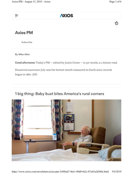 Axios PM - August 15, 2019 - Axios Page 1 of 6