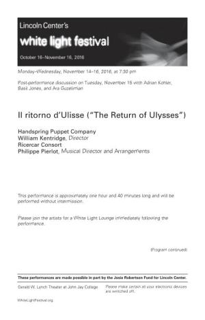 Il Ritorno D'ulisse (“The Return of Ulysses”)