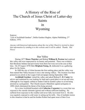 A History of the Rise of the Church of Jesus Christ of Latter-Day Saints in Wyoming