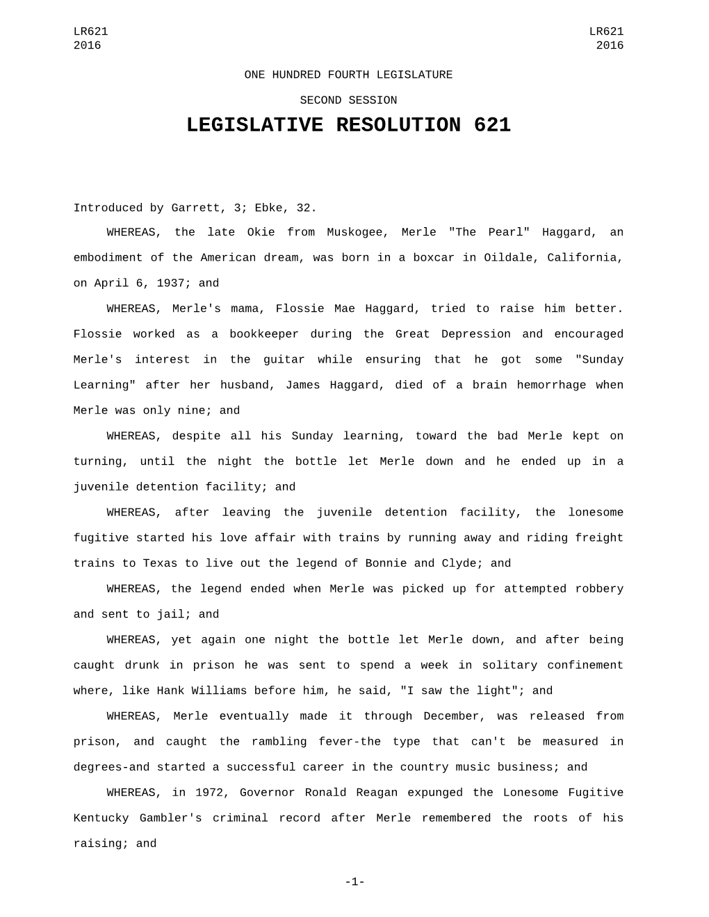 Legislative Resolution 621