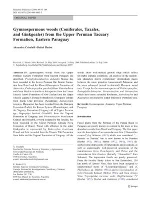 Coniferales, Taxales, and Ginkgoales) from the Upper Permian Tacuary Formation, Eastern Paraguay