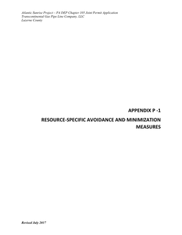 Appendix P -1 Resource-Specific Avoidance and Minimization Measures