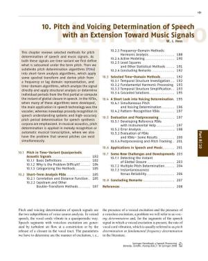 10. Pitch and Voicing Determination of Speech with an Extension Toward Music Signals Pitch Andw