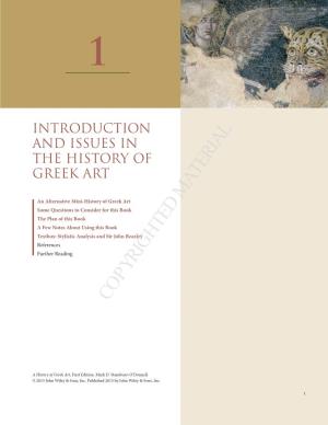 Introduction and Issues in the History of Greek Art