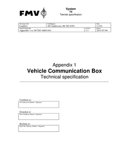 Vehicle Communication Box Technical Specification ______