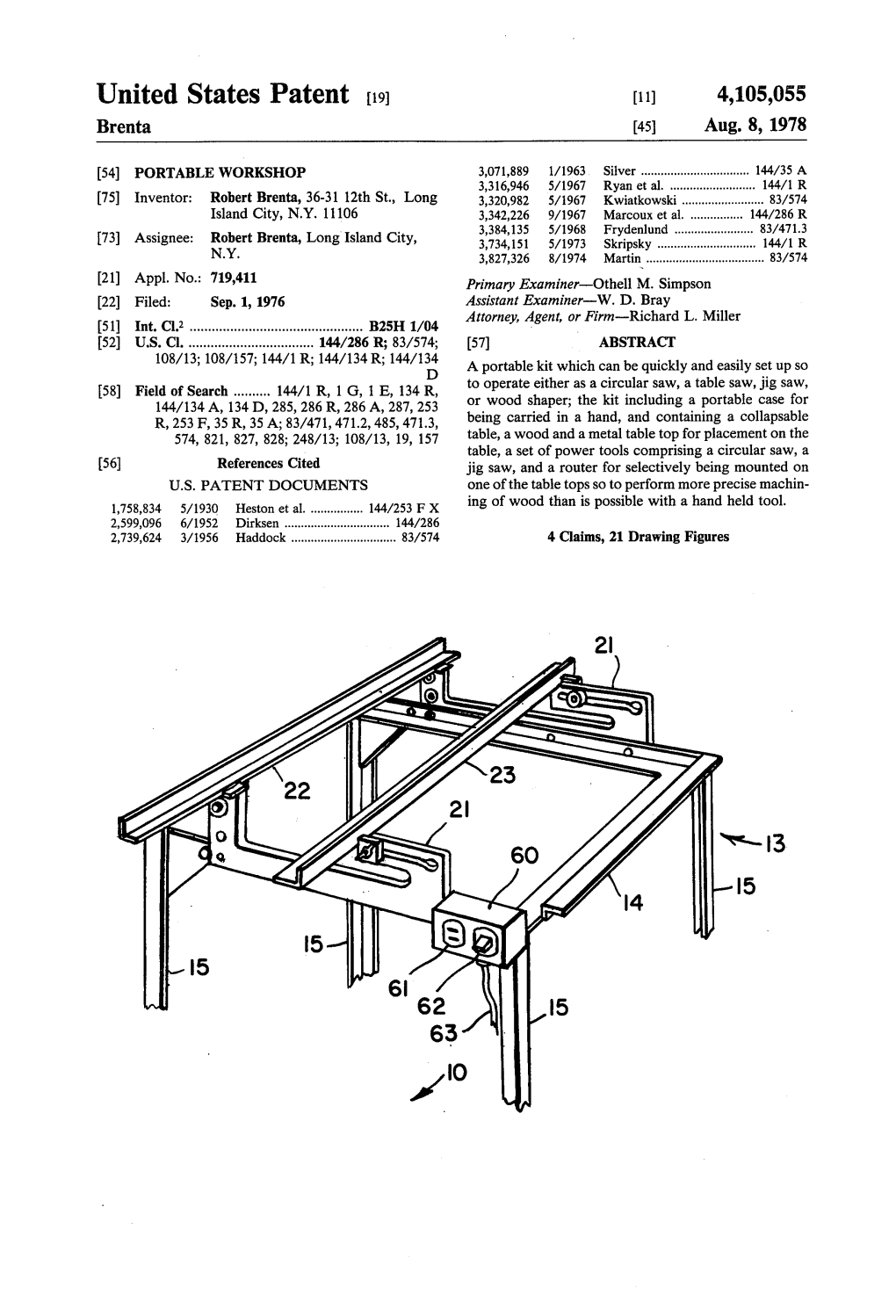 United States Patent (19) 11) 4,105,055 Brenta 45 Aug