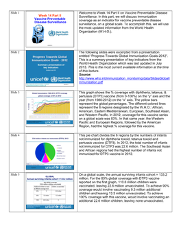 Week 14 Part II Vaccine Preventable Disease Surveillance Welcome To