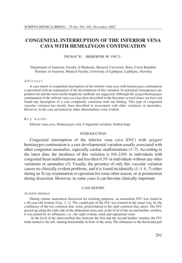 Congenital Interruption of the Inferior Vena Cava with Hemiazygos Continuation
