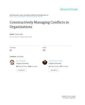 Constructively Managing Conflicts in Organizations
