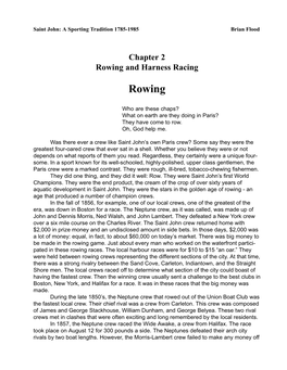 Rowing and Harness Racing