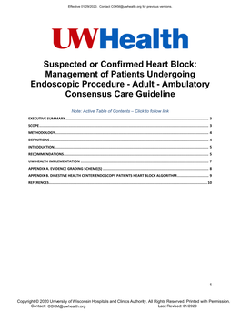 Management of Patients Undergoing Endoscopic Procedure - Adult - Ambulatory Consensus Care Guideline