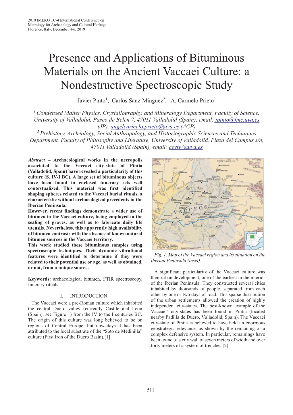 Presence and Applications of Bituminous Materials on the Ancient Vaccaei Culture: a Nondestructive Spectroscopic Study