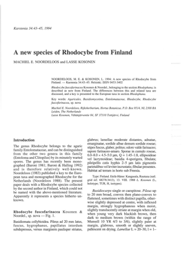 A New Species of Rhodocybe from Finland