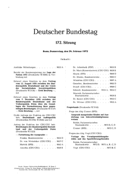 CDU/CSU) 9859 B Bericht Der Bundesregierung Zur Lage Der Nation 1972 (Drucksache VI/3080) in Ver- Heyen (SPD)