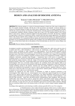 Design and Analysis of Discone Antenna