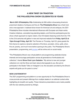 A New Twist on Tradition the Philadelphia Show Celebrates 59 Years