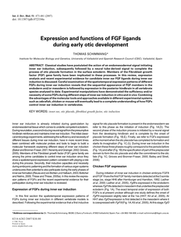 Expression and Functions of FGF Ligands During Early Otic Development