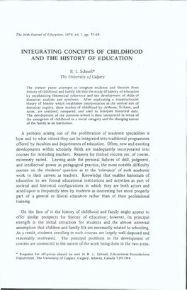 Integrating Concepts of Childhood and the History of Education