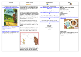 Story/Clip English: Writing English: Reading Maths the Gruffalo by Julia Donaldson Pppc8w