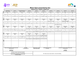 Miami Open Presented by Itaú ORDER of PLAY - TUESDAY, 23 MARCH 2021