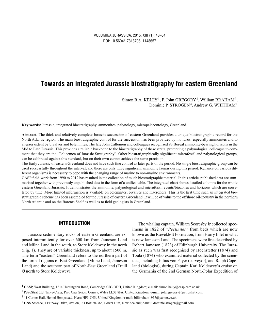 Towards an Integrated Jurassic Biostratigraphy for Eastern Greenland