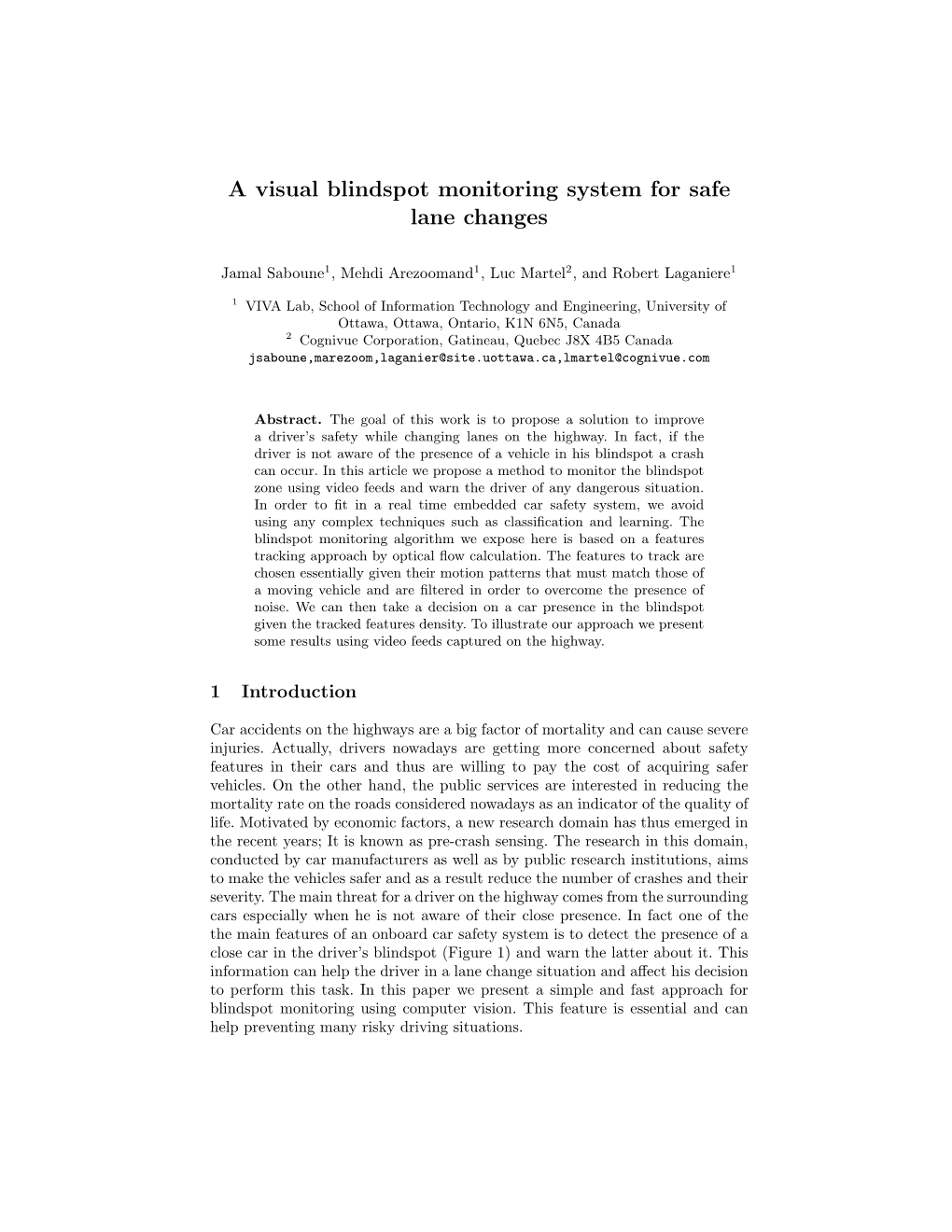 A Visual Blindspot Monitoring System for Safe Lane Changes